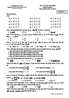 Đề thi trắc nghiệm môn Toán 12 - Mã đề thi 2.1 - Trường THPT Đặng Thai Mai